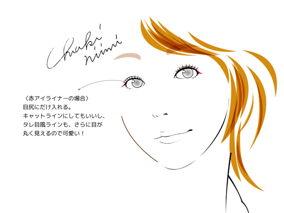 赤いペンシルアイライナーを使う場合