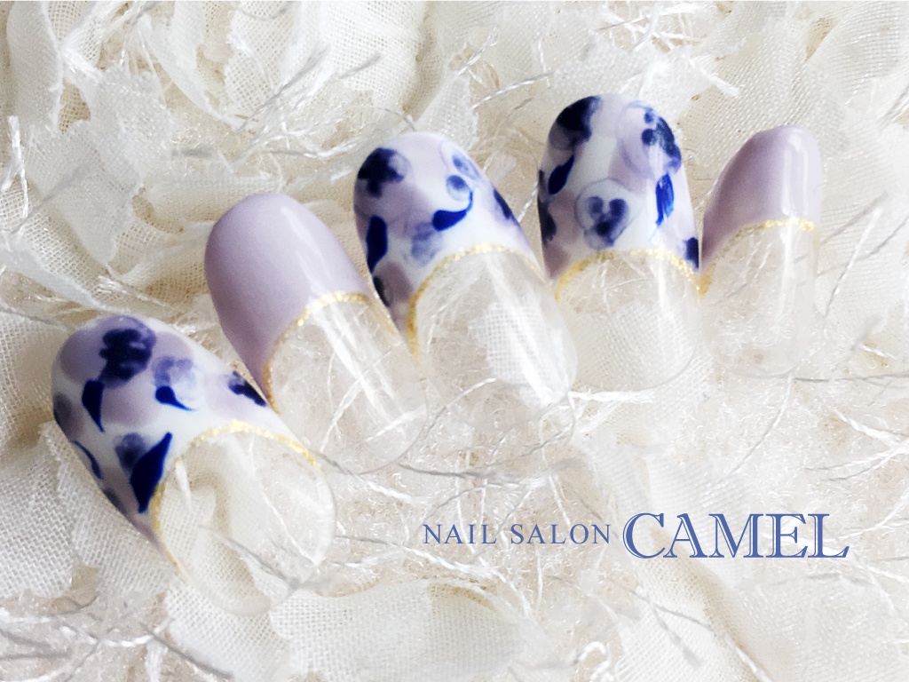 上品見えな冬色マーブルフラワーデザイン