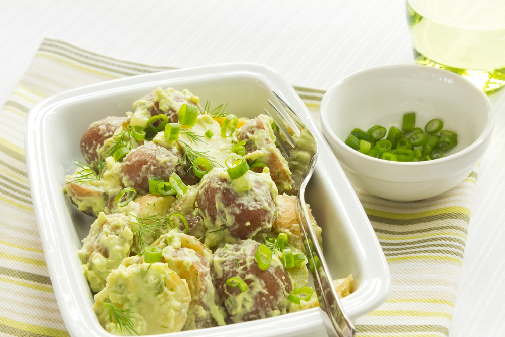Cold Potato Salad with Avocado and Sour Cream Dressing
