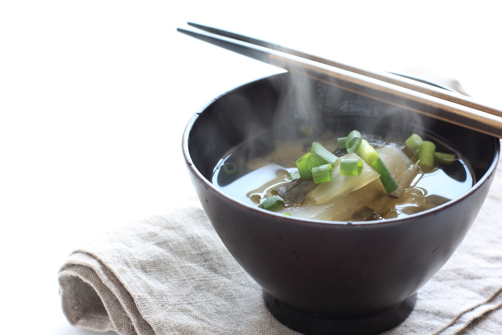 Japanese food, chinese cabbage and algae Miso soup