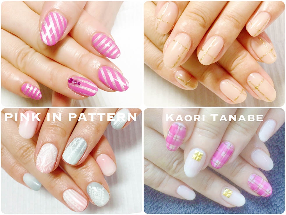 柄が楽しいピンクネイル