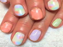 『フット』カラフルなのがかわいいの♡タイダイネイルで指先を華やかに彩る