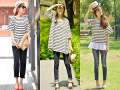 「ボーダートップス」も袖フレアなら気になる二の腕を可愛くカバー！