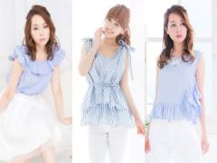 「ノースリ×サックスブルー」の涼感ブラウスで猛暑でも涼しげ！