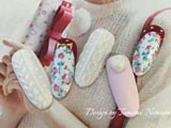 立体的なふわモコ感！大人かわいいニット×マットネイルデザイン