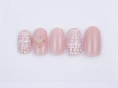 清楚なピンクベースのかぎ編みペイント 【esNAIL】