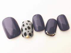 グレー×パープルの大人ダルメシアン柄【365日ネイル】 |