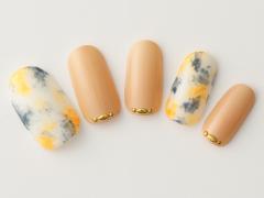 【365日ネイル】ベージュネイルを軽やかに♪　大人マーブルをMIXしてアフタヌーンティーへ