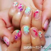 夏ネイルはこれでいこう♪アサガオのモチーフが可愛いネイル♡