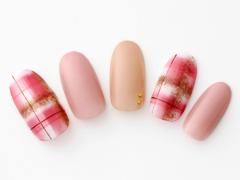 【365日ネイル】仕事先の新年会は…ほっこりチェックネイルの癒し系で♪ |