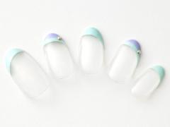 【365日ネイル】気持ちいい青空に寄せて…水色×ラベンダーの爽やかＷフレンチ |