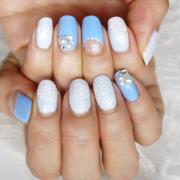 ブライダルにもオススメ！爽やかキュートな手描きレースネイル【ギ☆のセルフネイル手本