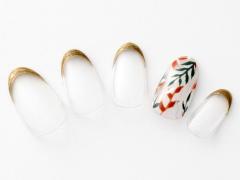 【365日ネイル】トロピカル柄を上品に・・・夏仕様のゴールドフレンチ |