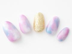 【365日ネイル】澄んだ冬晴れをイメージ！　爽やか大人パステルマーブルネイル |