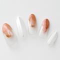 【365日ネイル】ホワイトのラインで脱ほっこり！ニュアンス美人なマーブルフレンチネイル