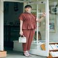 【今日のコーデ】朝の時短にきくきれいなセットアップ。テラコッタカラーで季節を先取り