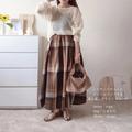 【しまむら】秋カラーが可愛いチェックスカートの着こなし - ビューティーガール