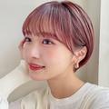 ショートヘアでも超小顔見え！  ピンクブラウンヘアカラーで秋冬感も先取り【大人のヘアカ