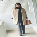 【今日のコーデ】通勤パンツコーデにボアコート＋Gジャンの重ねワザでおしゃれに寒暖差対