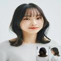 【春ヘアスタイル】ベース型顔に似合うミディアムくびれヘア。ひし形シルエットで美人度